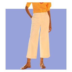 Chico's Cotton Blend Wide Leg Crops, Size 1 (US 8R), Natural Cream, NWOT